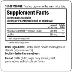Kyolic Formula 104 features: aged garlic extract and lecithin