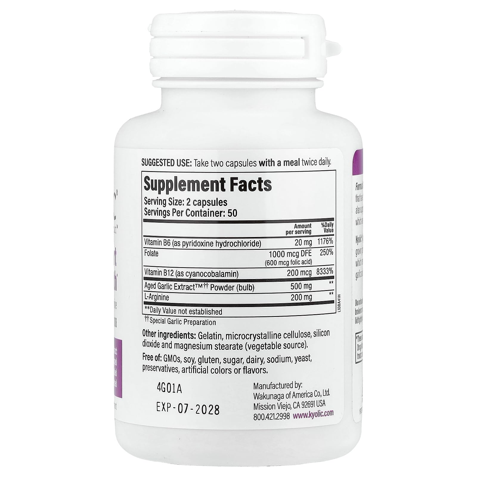 Close-up of Kyolic 108 odorless garlic capsules