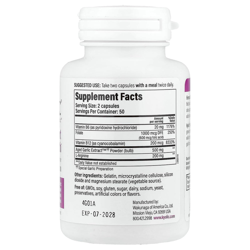 Close-up of Kyolic 108 odorless garlic capsules