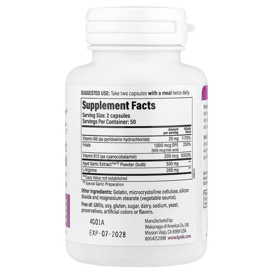 Close-up of Kyolic 108 odorless garlic capsules