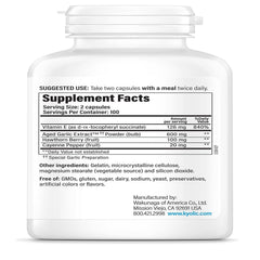 Ingredients in Kyolic Formula 106: Vitamin E, Hawthorn Berry, Cayenne Pepper