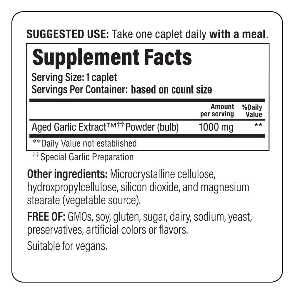 Cardiovascular health benefits graphic for Kyolic garlic 1000 mg per caplet