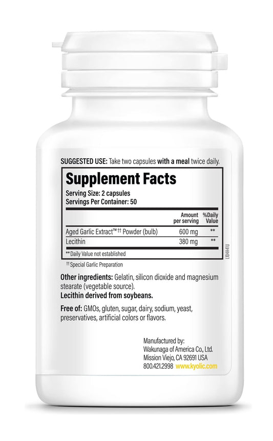 Graphic illustrating cholesterol support with aged garlic extract and lecithin
