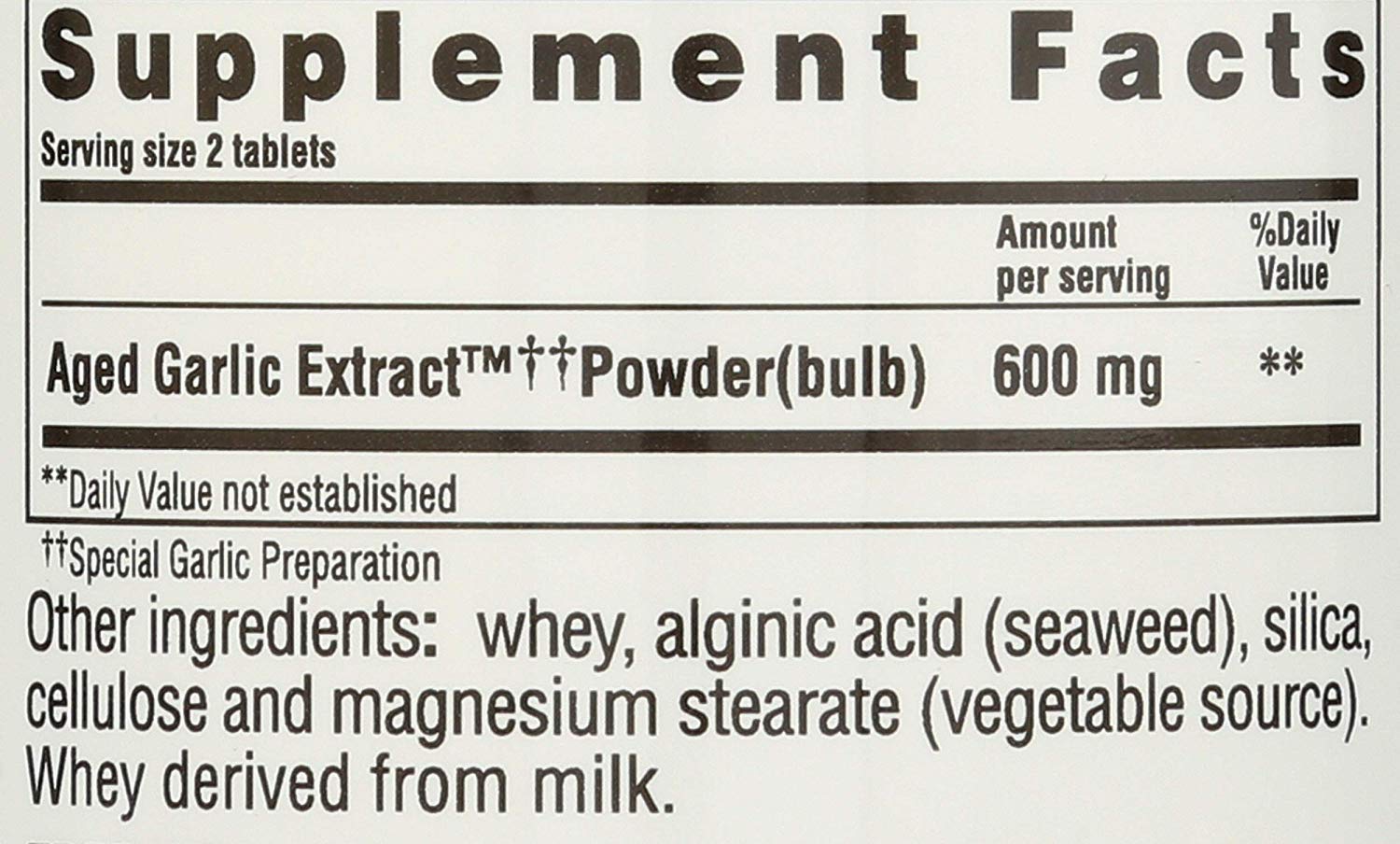 Back/label view of Kyolic Formula 100 Original bottle (200 tablets)