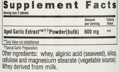 Back/label view of Kyolic Formula 100 Original bottle (200 tablets)