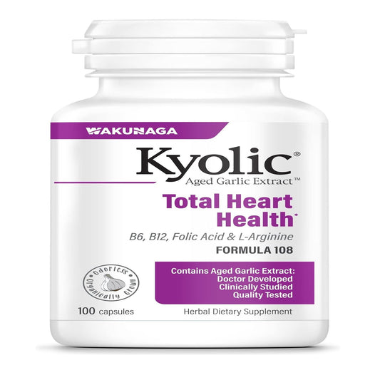Kyolic Formula 108 Aged Garlic Extract bottle and capsules