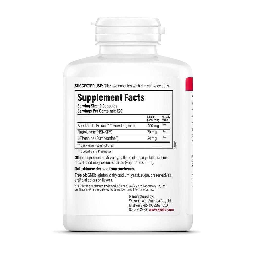 Kyolic Formula 109 capsules close-up showing convenient daily dosage for routine use