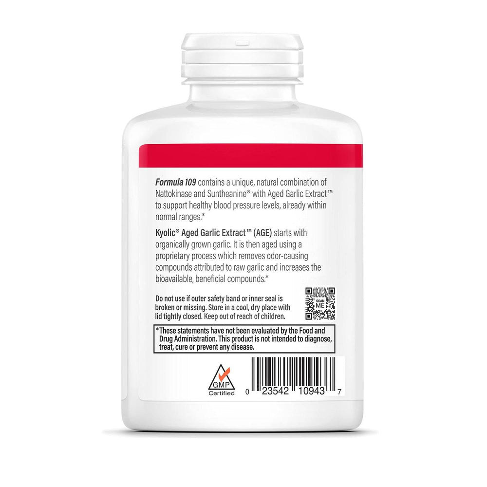 Kyolic Formula 109 packaging inside view showing carton details