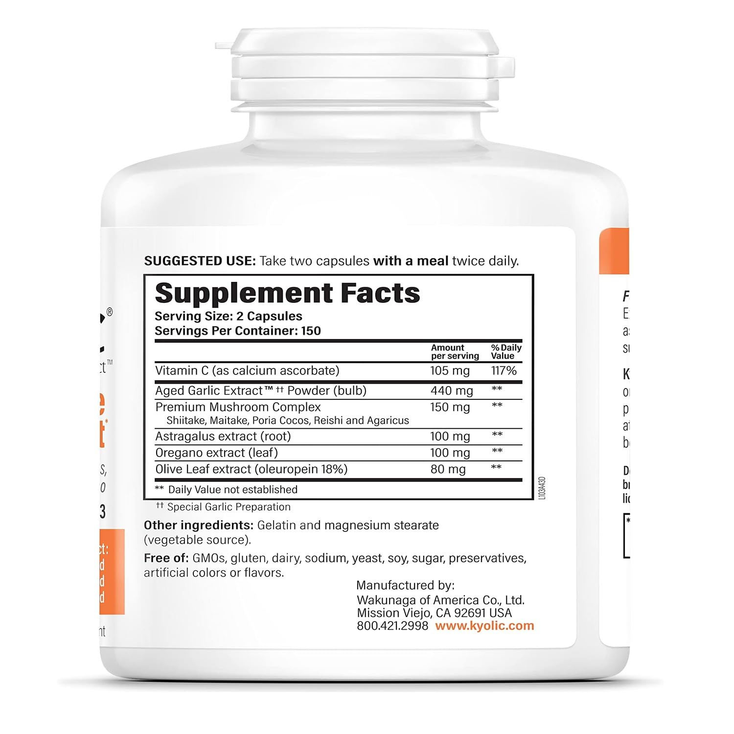 Ingredients: mushroom complex, astragalus, vitamin C, oregano and olive leaf