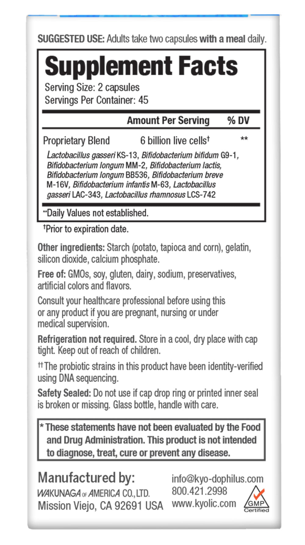 Supplement bottle showing non-GMO, gluten free, dairy free