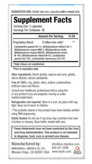 Supplement bottle showing non-GMO, gluten free, dairy free