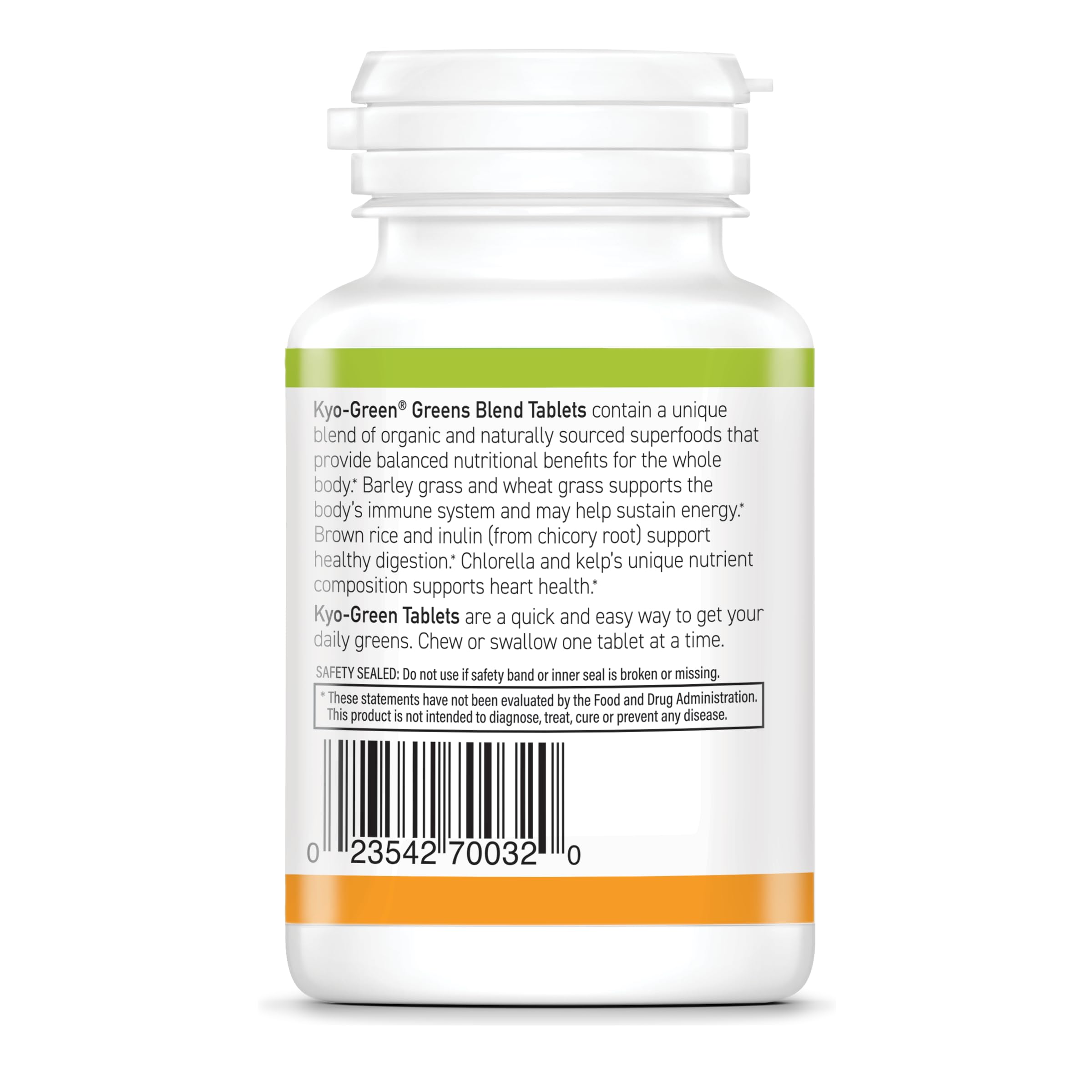 Packaging and product information for Kyolic Kyo-Green Energy Greens Blend