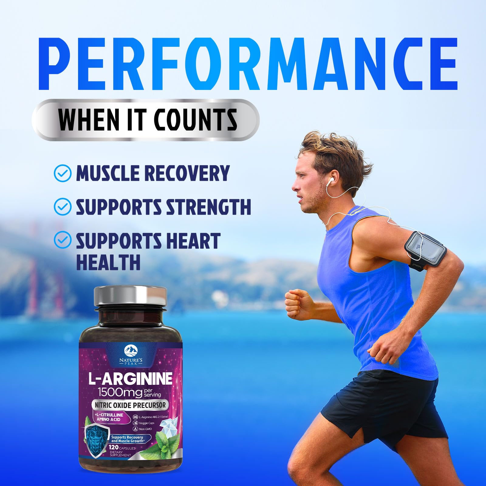 Close-up of L-Arginine 1000mg capsules