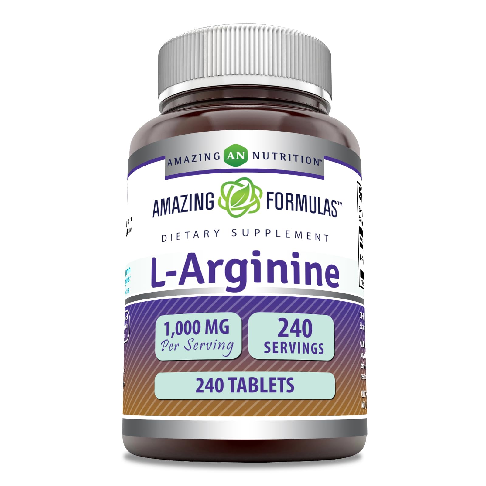 Amazing Formulas L-Arginine 1000mg tablets bottle and 240 count packaging