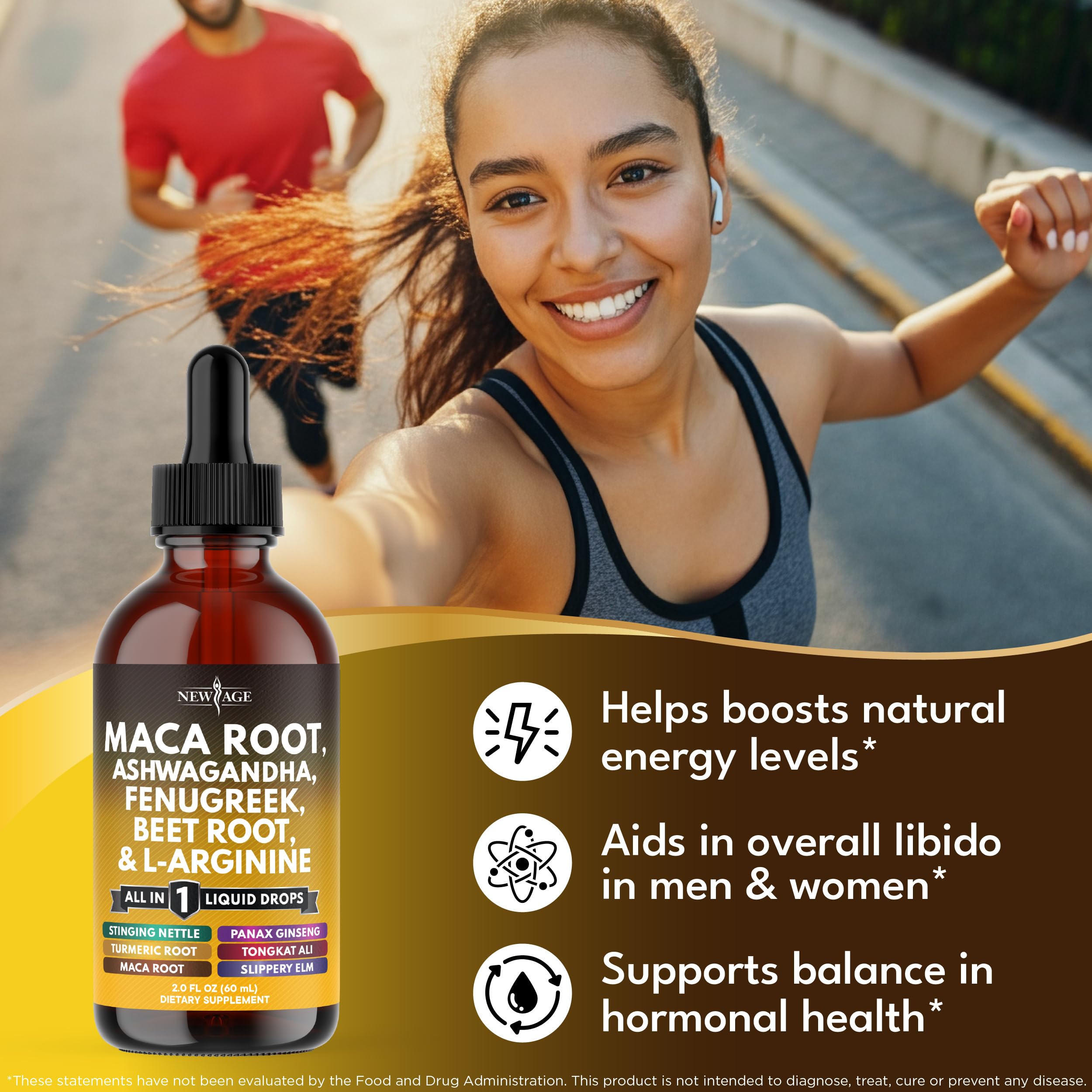 L-arginine and minerals in maca root liquid drops