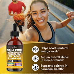 L-arginine and minerals in maca root liquid drops