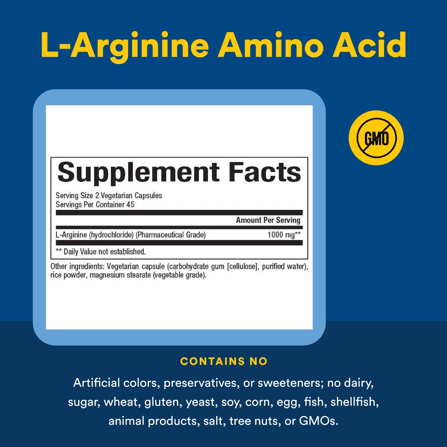 L-Arginine nutrition facts panel