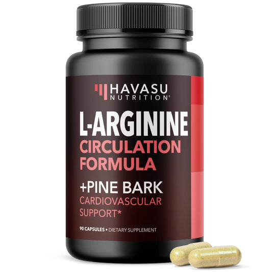Bottle label: L-Arginine 1800mg and Pine Bark Extract 100mg