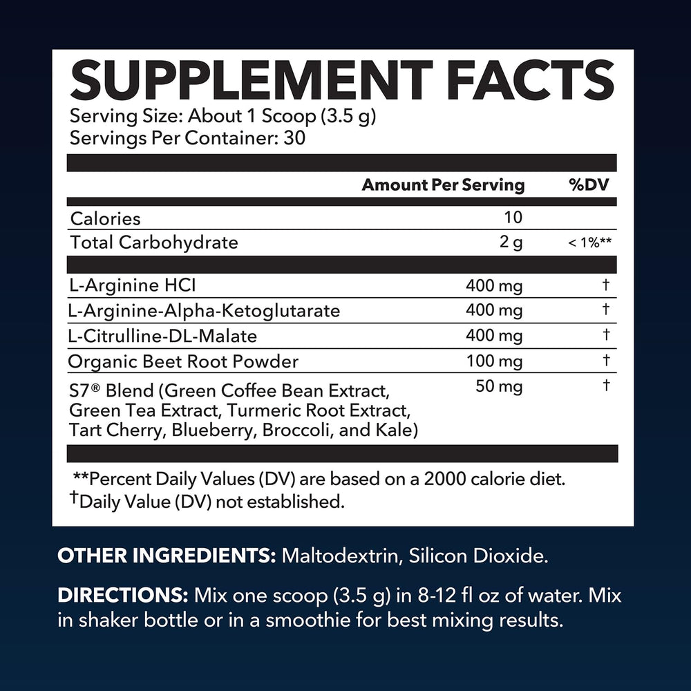 L-Arginine powder bottle back label