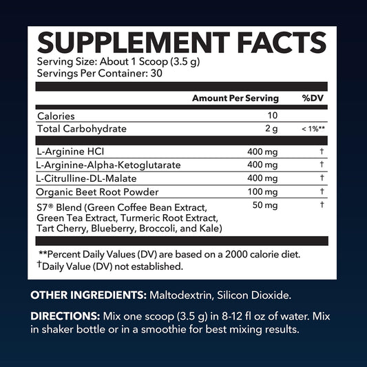 L-Arginine powder bottle back label