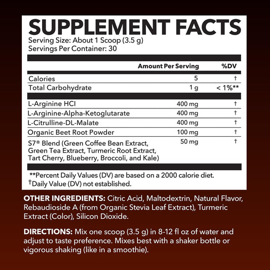 Side view of L-Arginine Powder Tangerine bottle