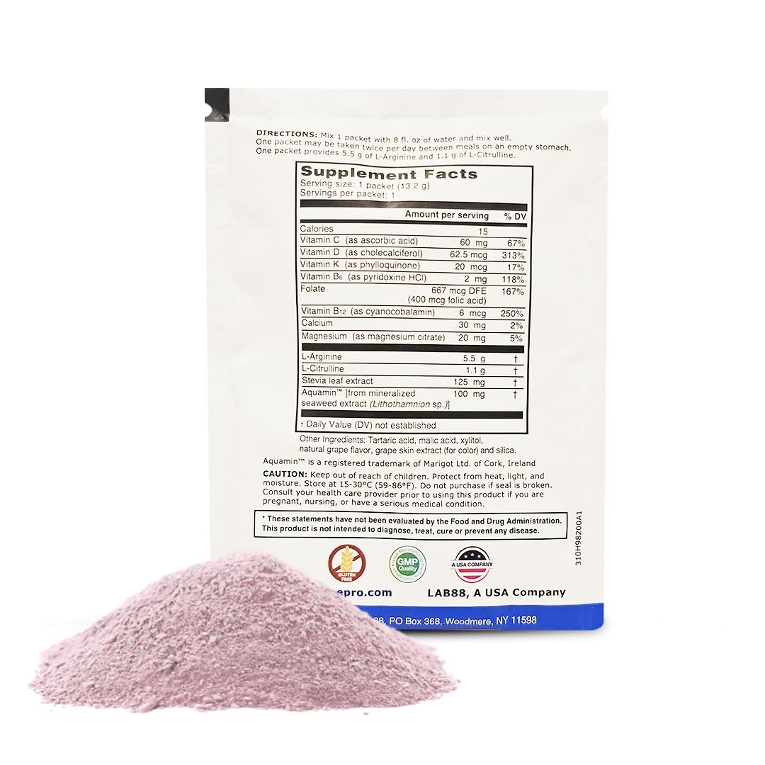 L-ARGININE PRO flavor variety with grapeberry, raspberry, orange.