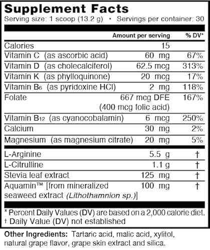 L-Arginine Pro powder container with label and scoop