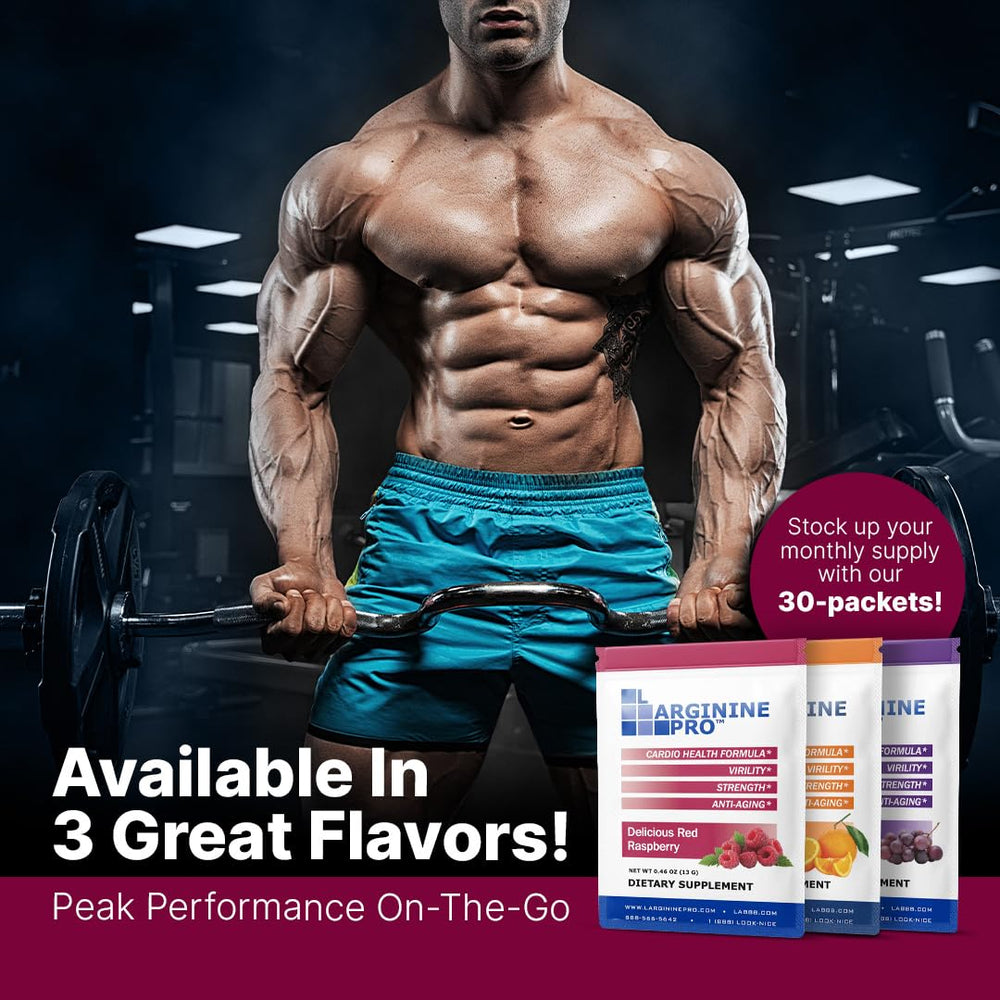 Close-up of Raspberry flavor powder in L-Arginine Pro