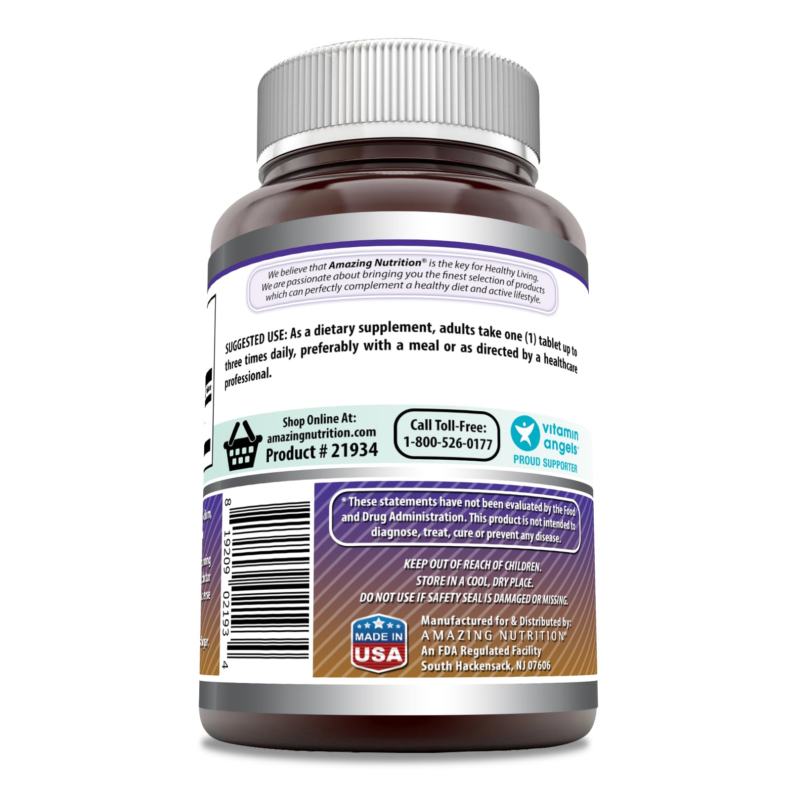 L-Arginine 1000mg tablets for men and women, made in USA