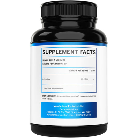 Close-up view of L-Citrulline capsules