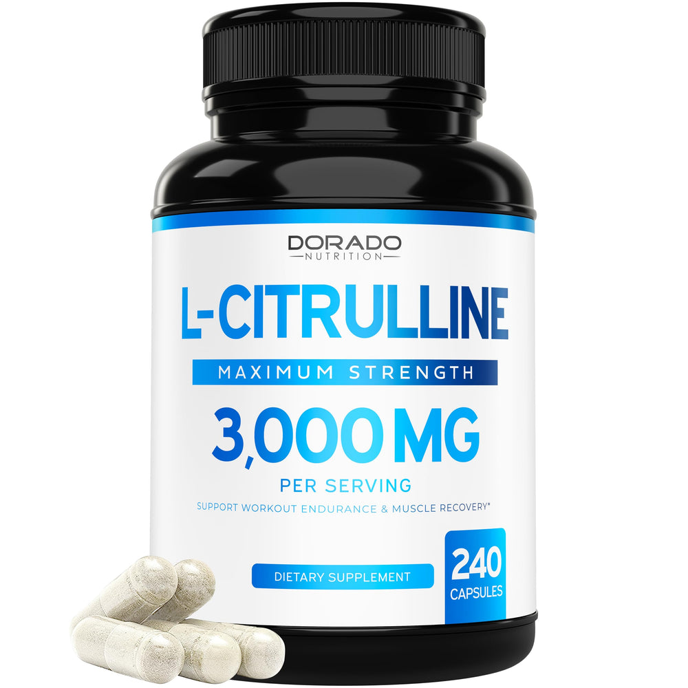 Bottle of L-Citrulline 3000mg supplement with 240 capsules