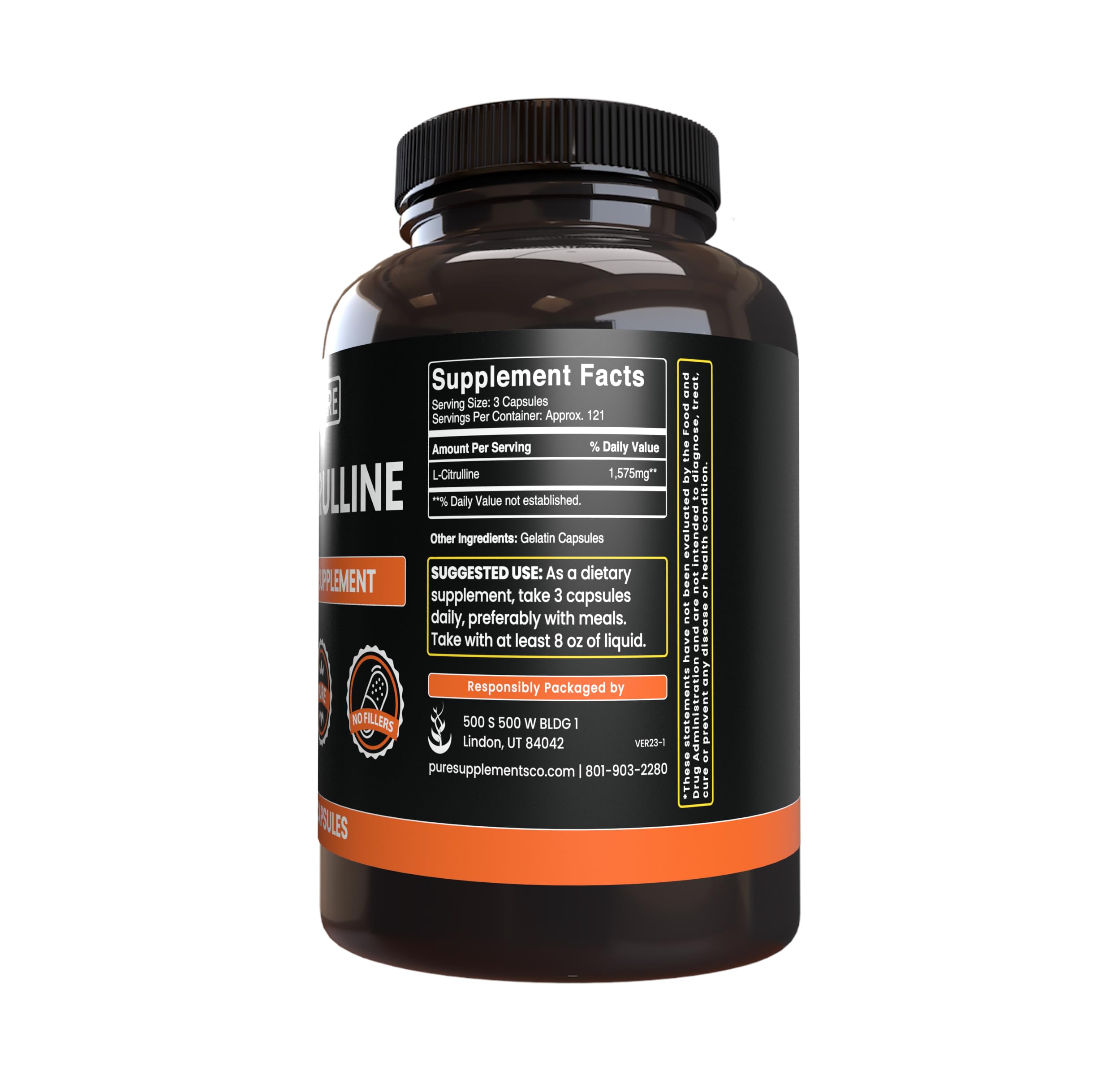 Close-up of L-Citrulline bottle label