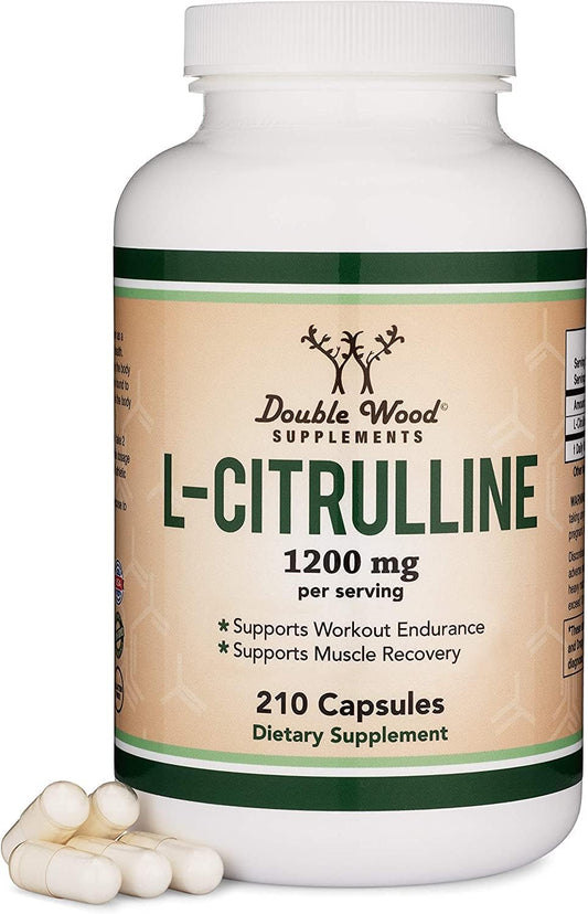 Product hero image showing L Citrulline 1200mg capsules in bottle