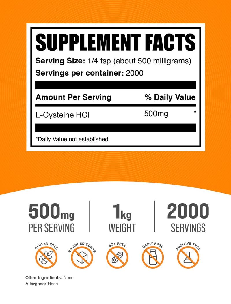 Gluten-free L-Cysteine HCl powder label (NAC)