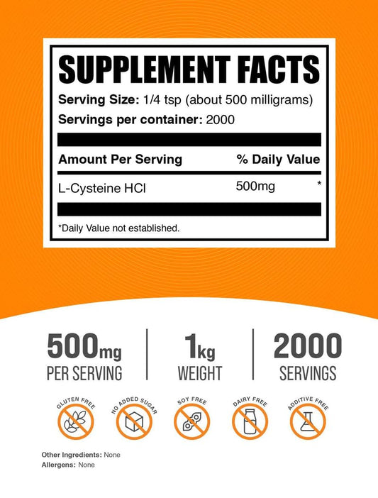 Gluten-free L-Cysteine HCl powder label (NAC)