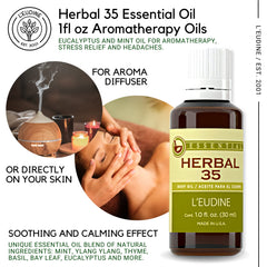 Close-up of L’EUDINE Herbal 35 diffuser bottle