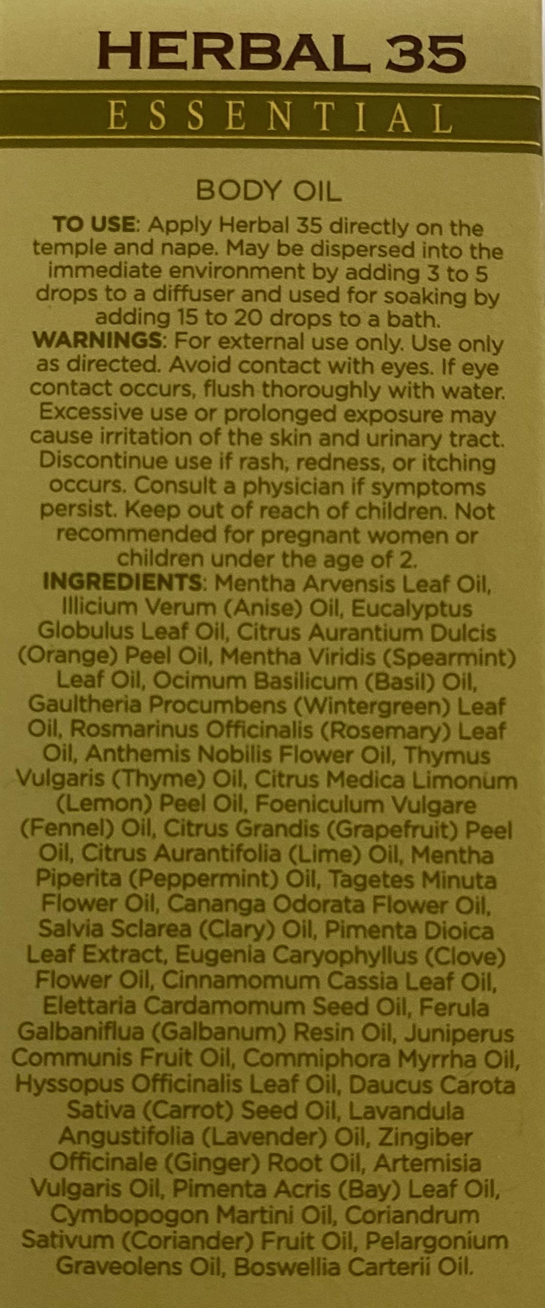 Packaging of L’EUDINE Herbal 35 Essential Oil