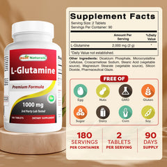Close-up of L-Glutamine 1000mg tablet