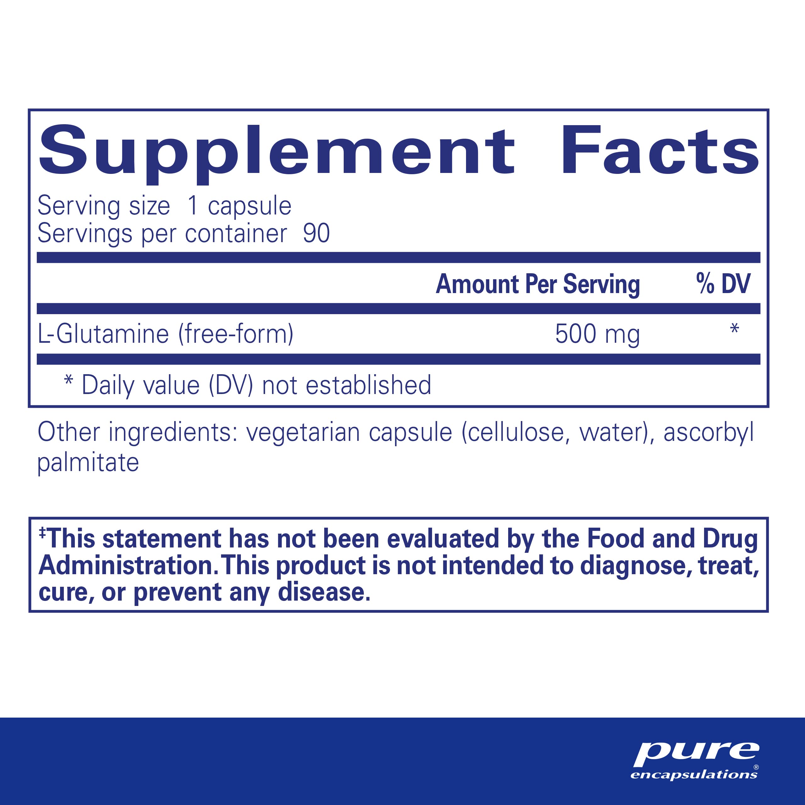 L-Glutamine 500 mg supplement graphic