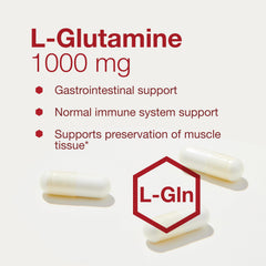 L-Glutamine bottle with 120 Veg Caps label