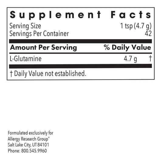 Close-up of L-Glutamine powder in scoop