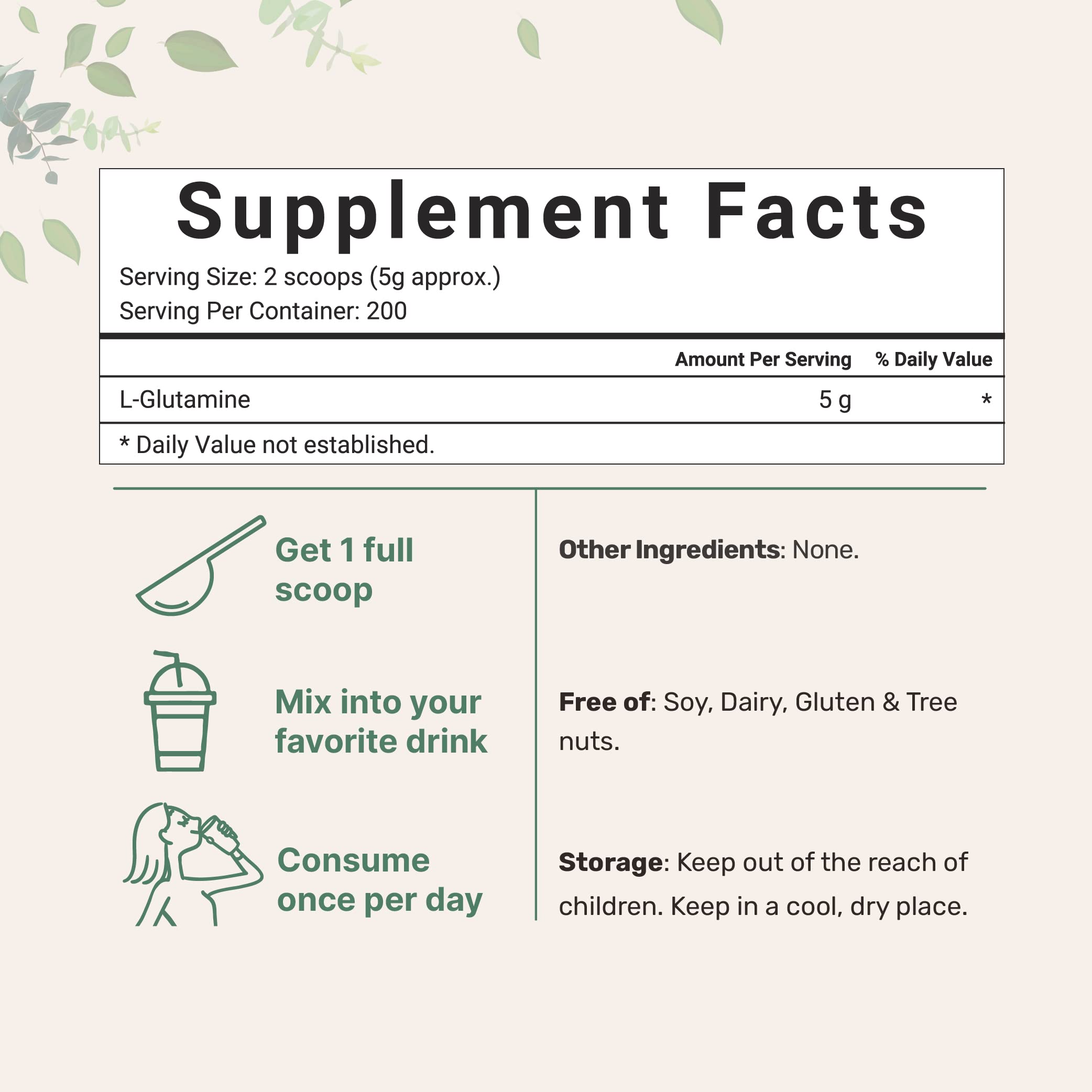 Non-GMO gluten-free L Glutamine powder