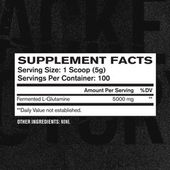 L-Glutamine powder vegan fermented with 5000mg per serving label
