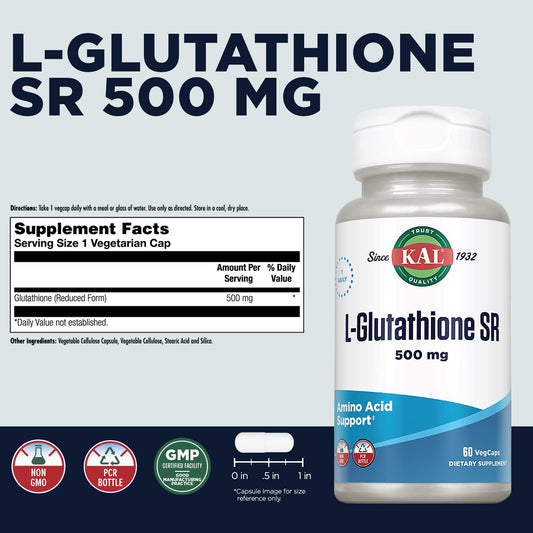 Close-up of L-Glutathione 500 mg capsules