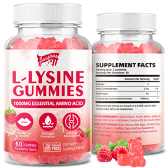 Bottle of L-Lysine 1000mg Gummies for immune support and skin health