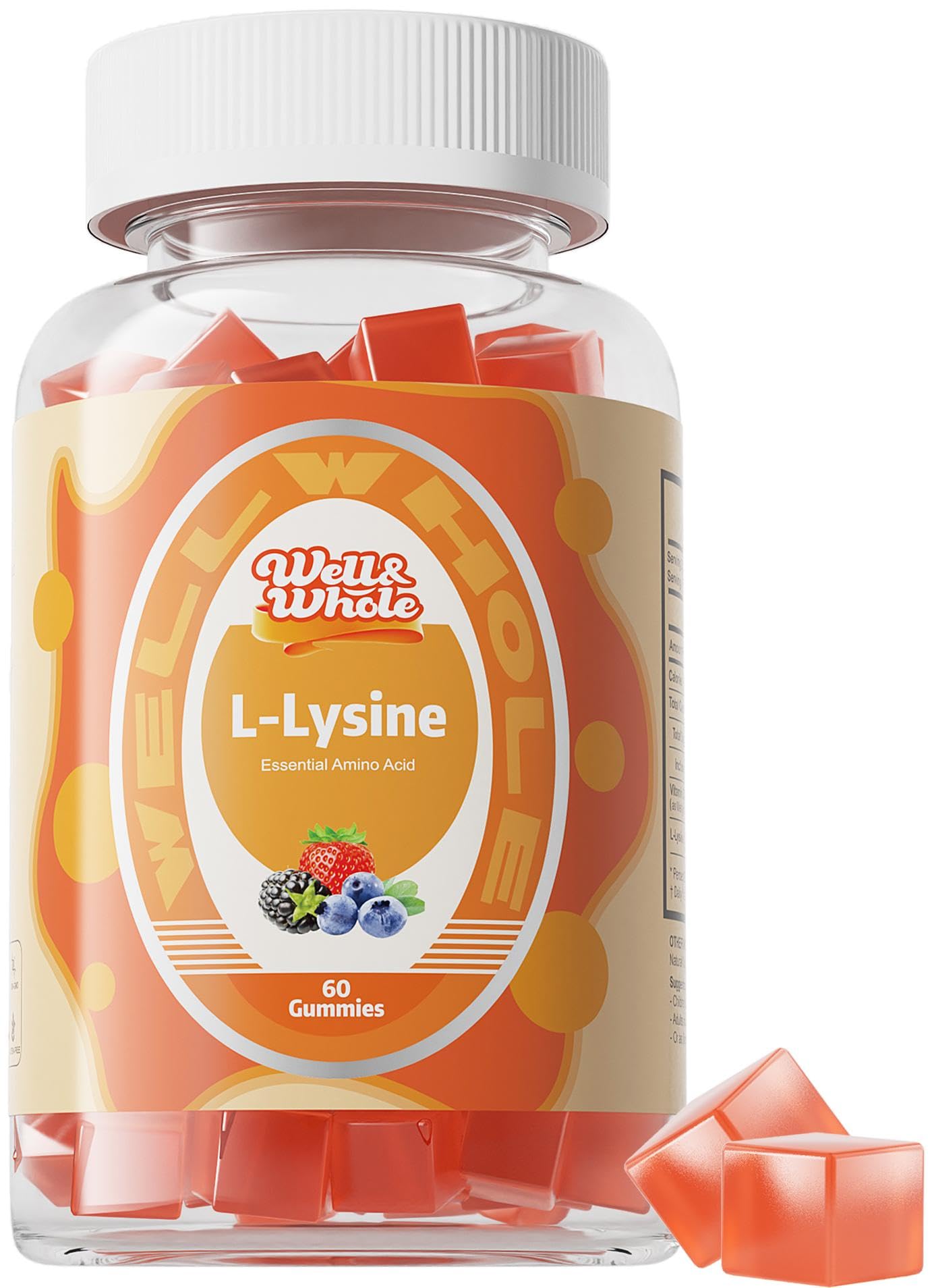 Front view of Well&Whole L-Lysine Gummies bottle, 60 count