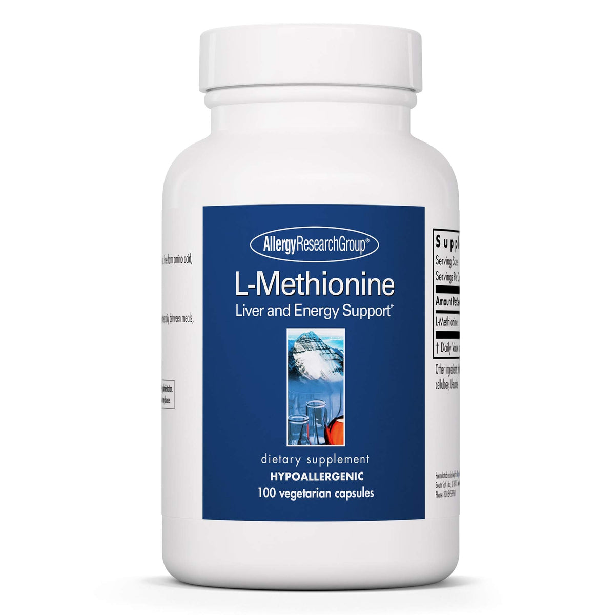 L-Methionine 500mg - Liver energy support in vegetarian capsules (100 count)