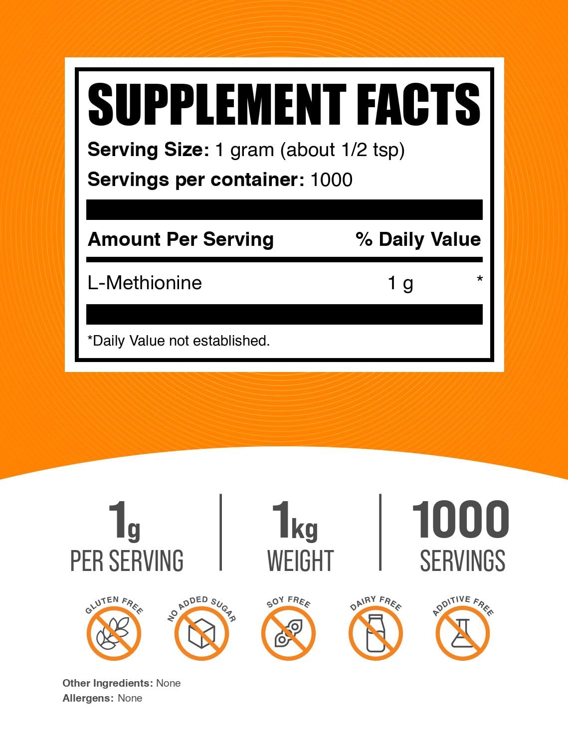 Gluten-free L-Methionine powder label