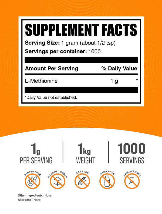 Gluten-free L-Methionine powder label