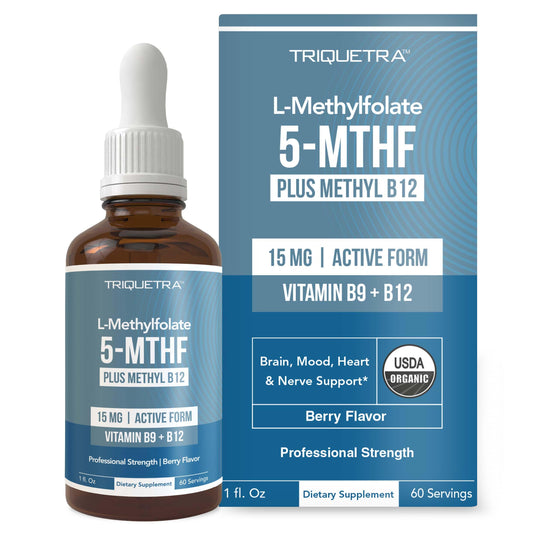 Front view of L-Methyl Folate 15mg + Methyl B12 Cofactor bottle with berry flavor